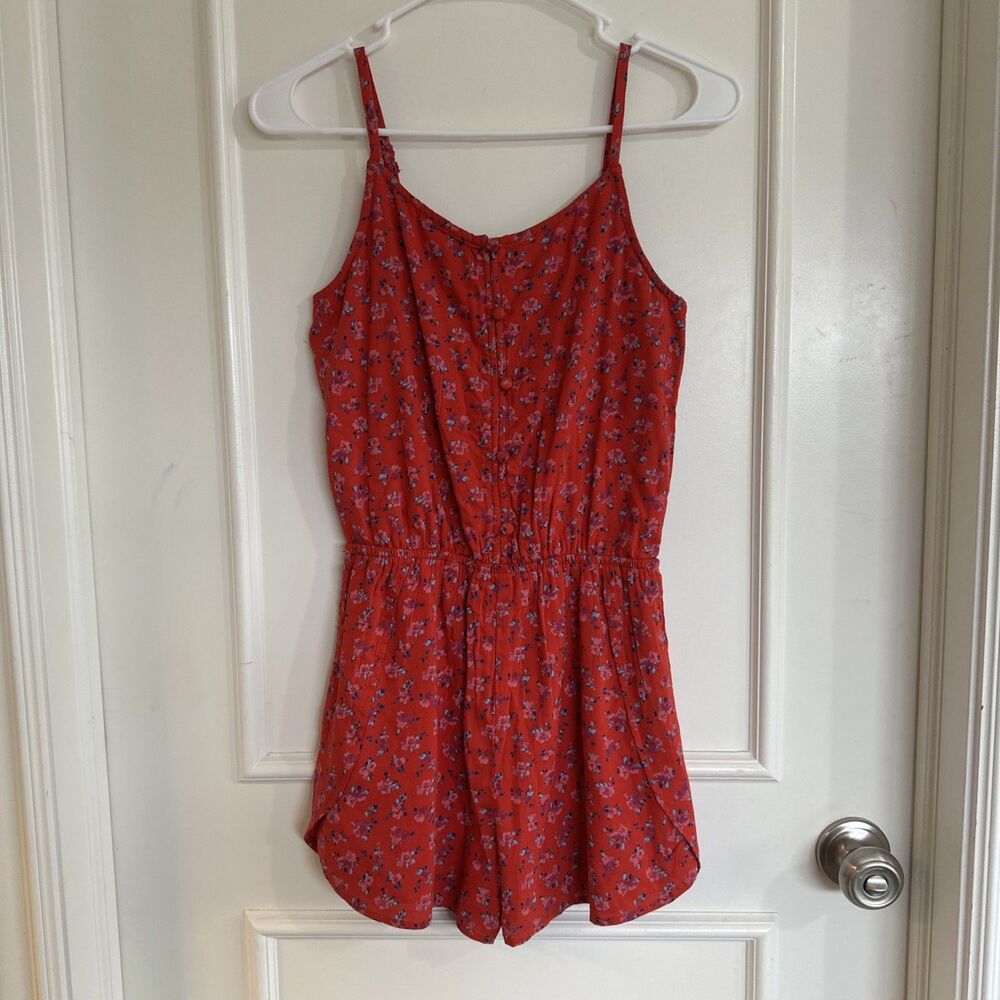 Abercrombie and Fitch Kids Size 13-14 Girls Red Shortalls Romper Jumpsuit